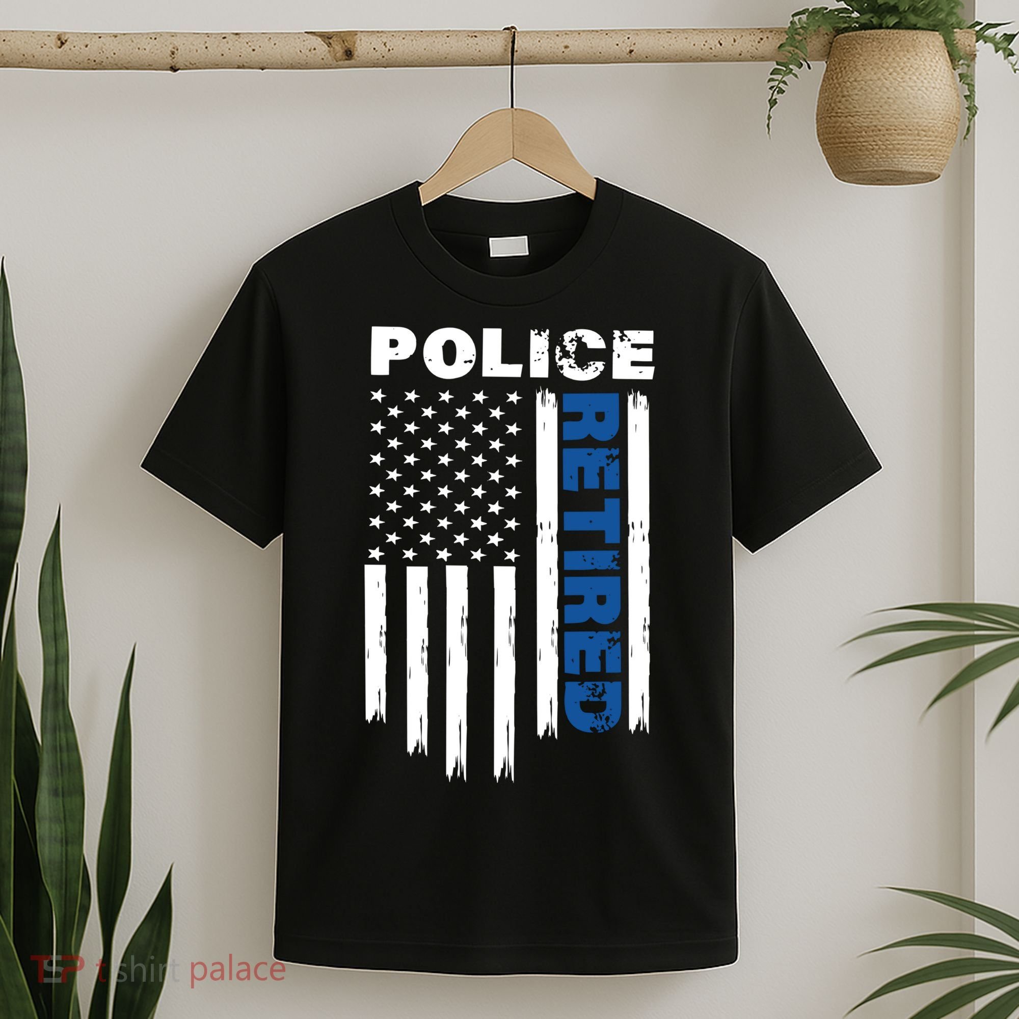 Retired Police Blue Flag T-Shirt