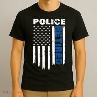 Retired Police Blue Flag T-Shirt thumb 3