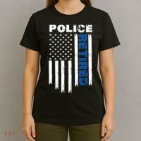 Retired Police Blue Flag T-Shirt thumb 4