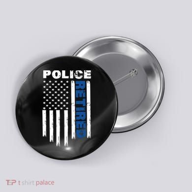 Retired Police Blue Flag Button