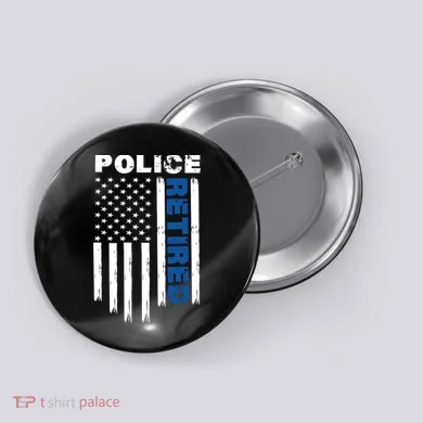 Retired Police Blue Flag Button