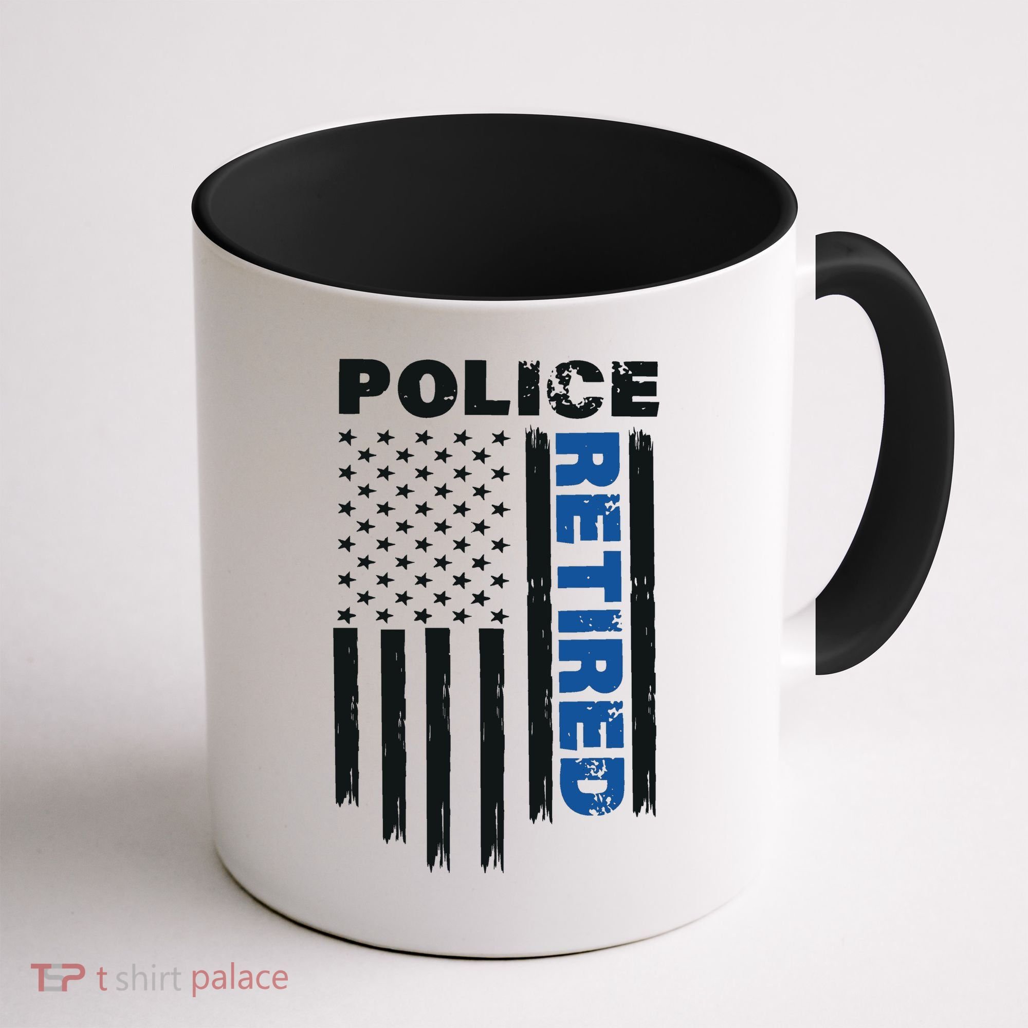 Retired Police Blue Flag Coffee Mug