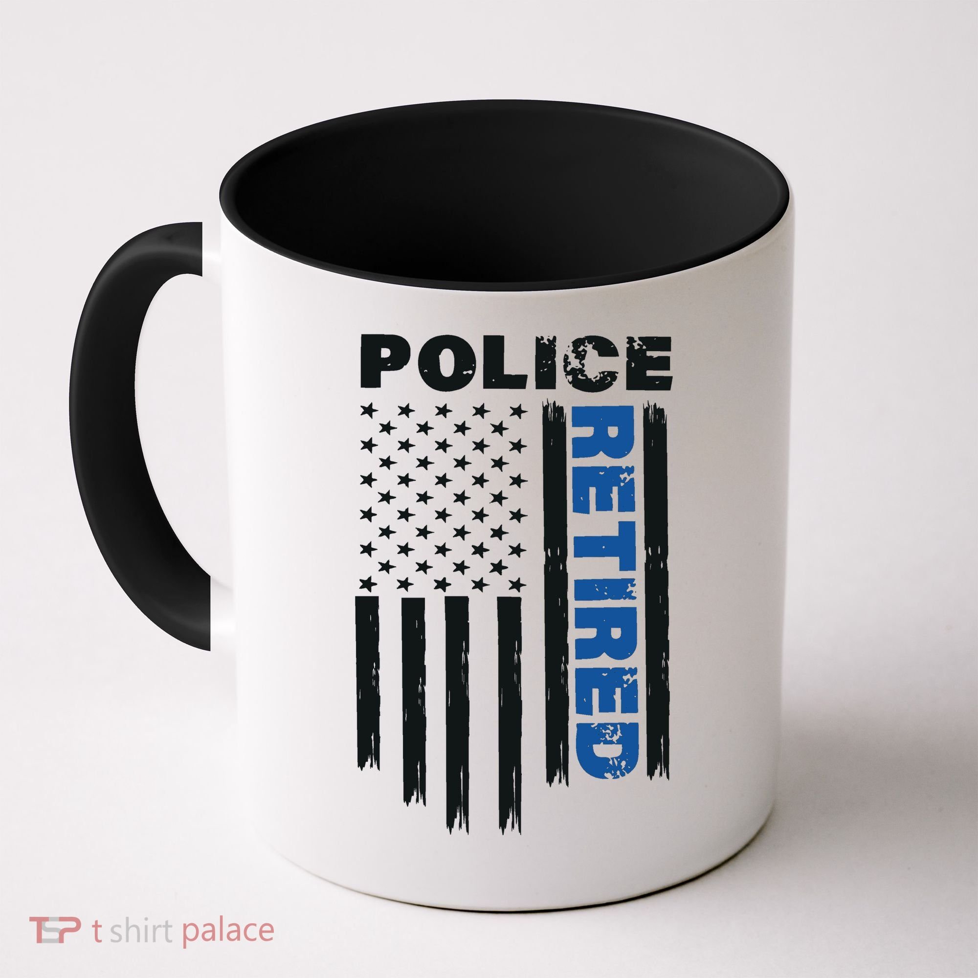 Retired Police Blue Flag Coffee Mug