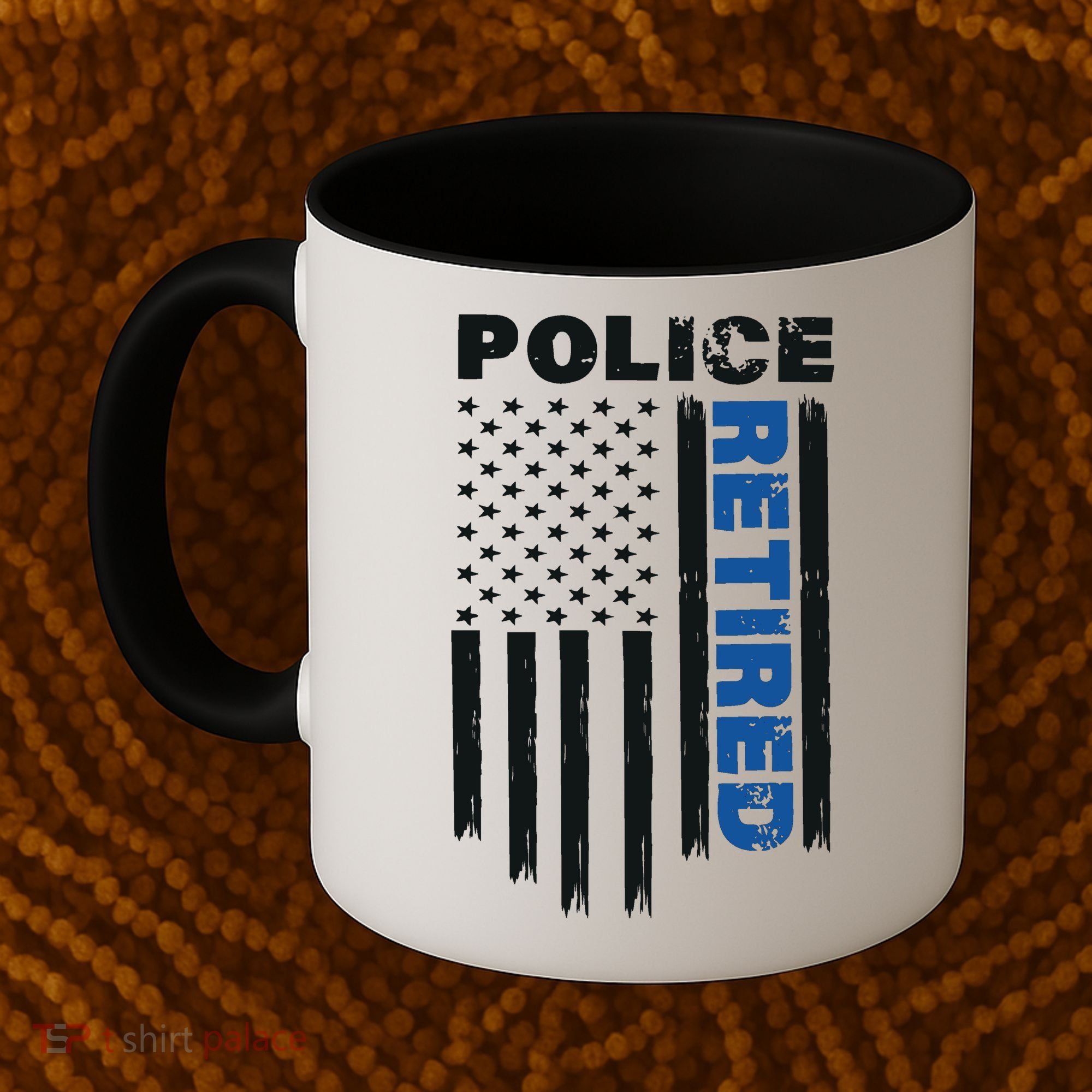 Retired Police Blue Flag Coffee Mug