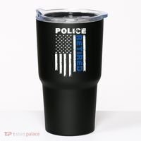 Retired Police Blue Flag Tumbler thumb 0