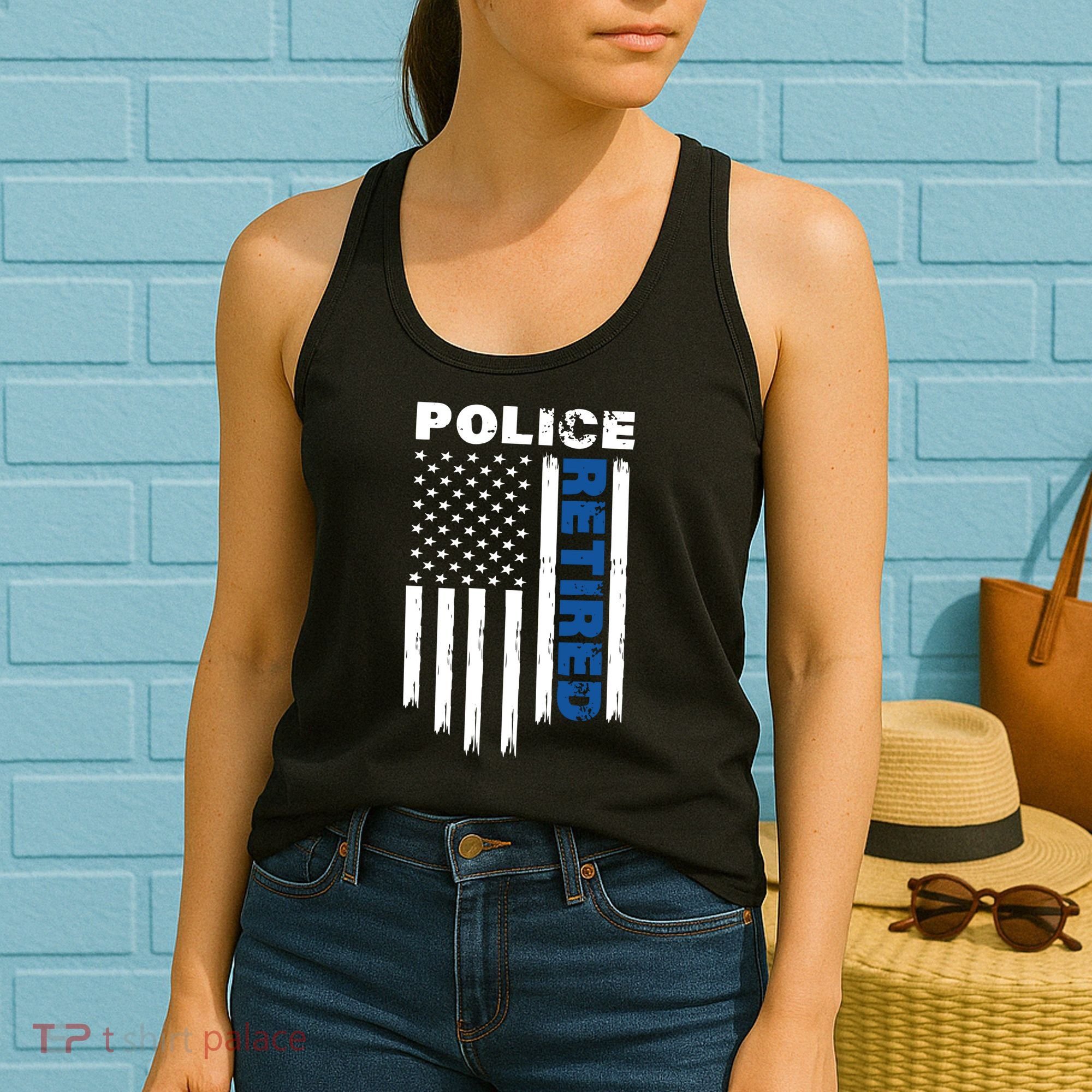 Retired Police Blue Flag Women's Tank Top