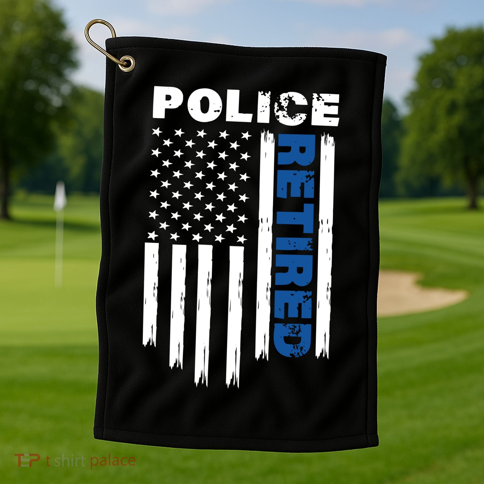 Retired Police Blue Flag Golf Towel