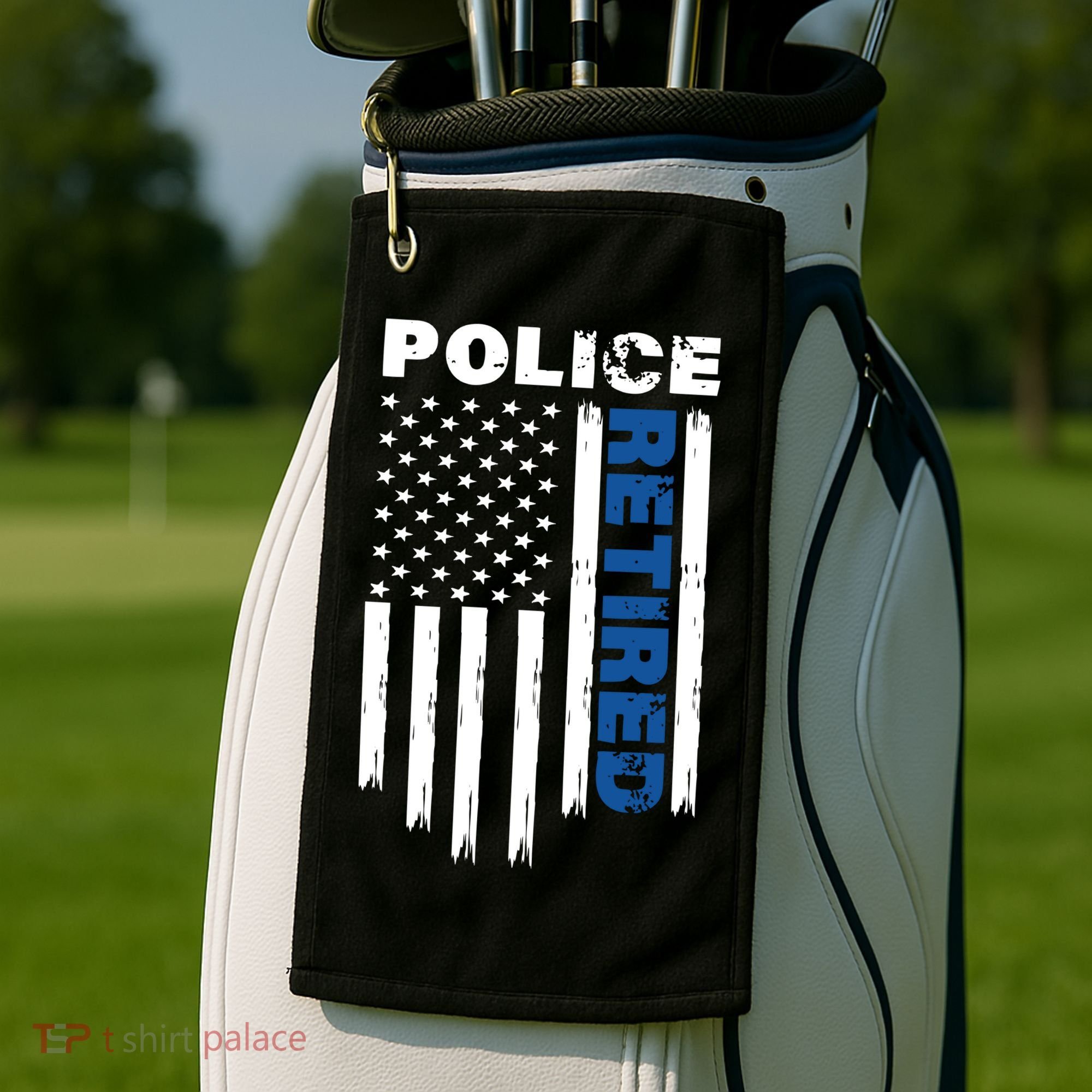 Retired Police Blue Flag Golf Towel