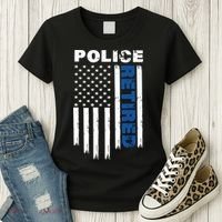 Retired Police Blue Flag Women's T-Shirt thumb 3