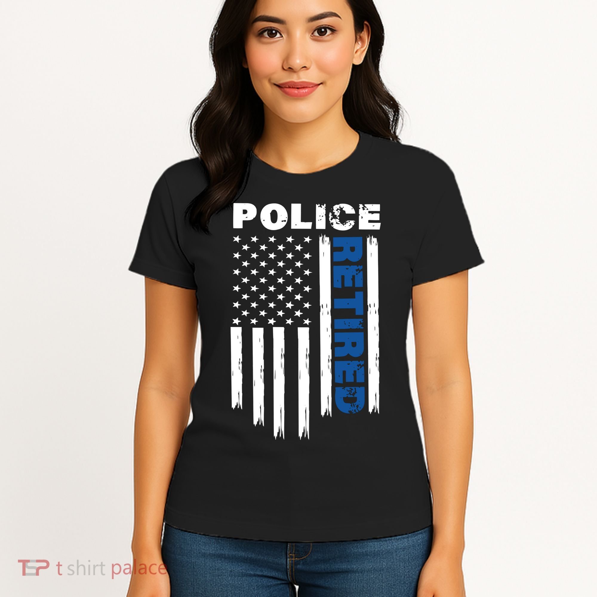 Retired Police Blue Flag Women's T-Shirt