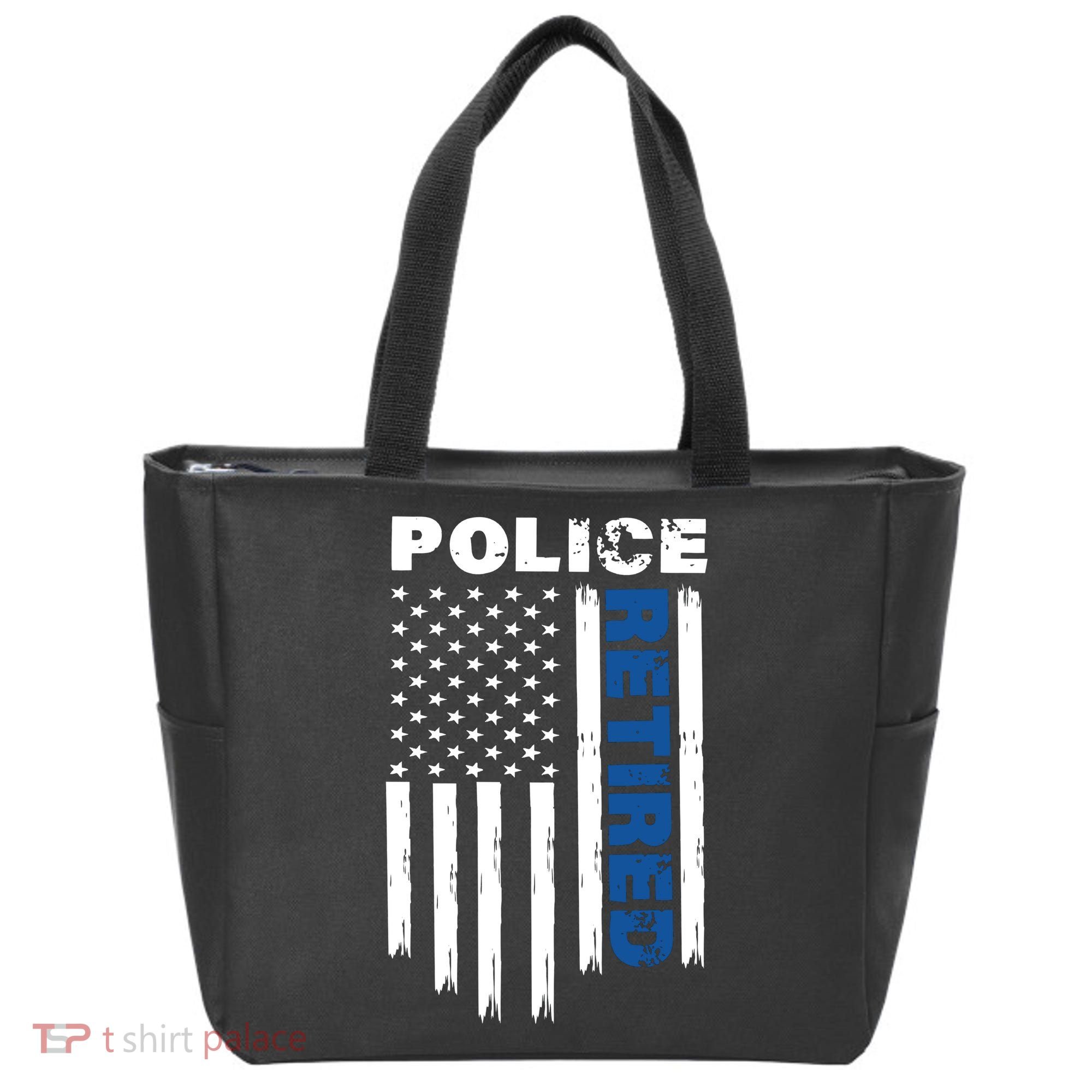 Retired Police Blue Flag Tote Bag