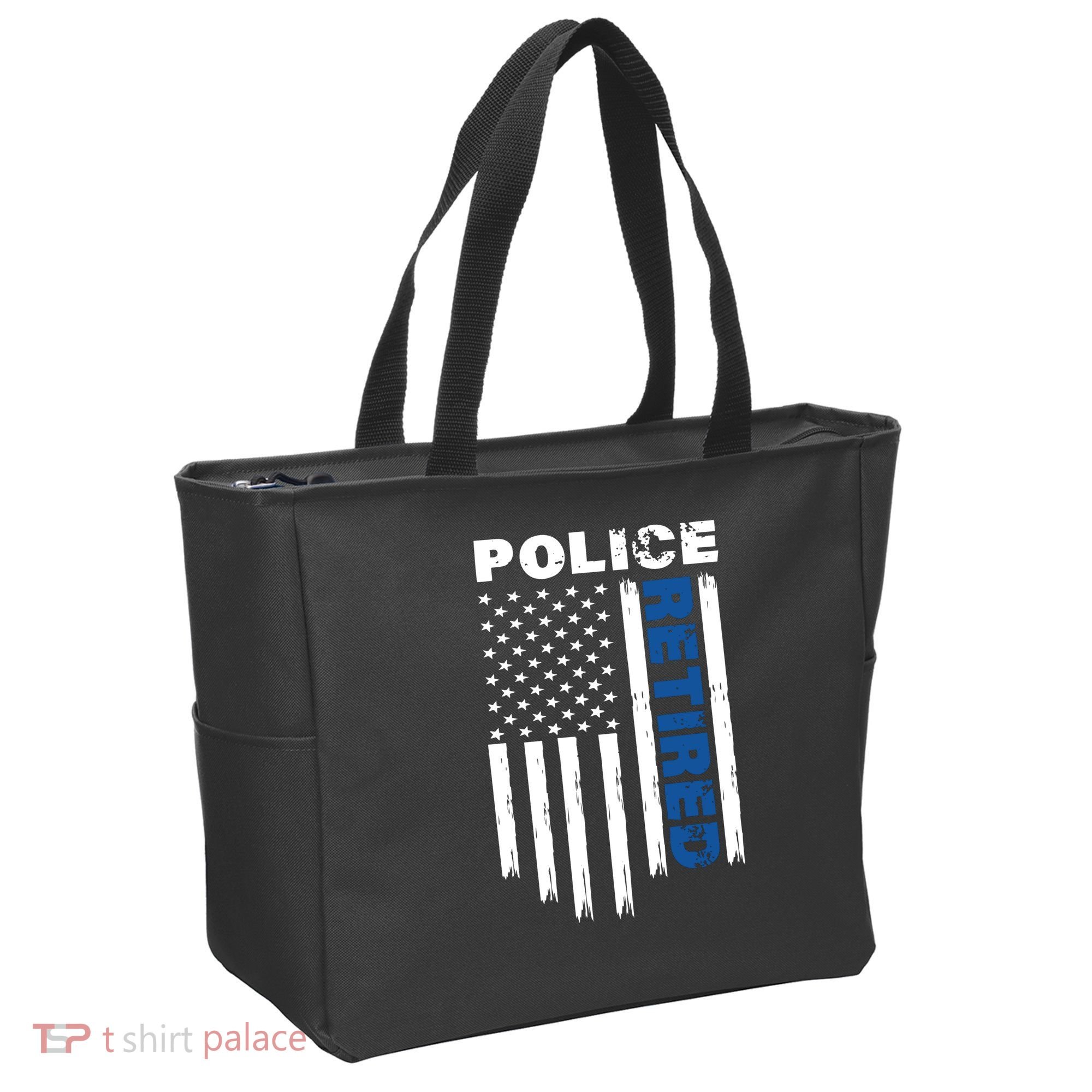 Retired Police Blue Flag Tote Bag