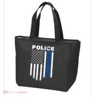 Retired Police Blue Flag Tote Bag thumb 3