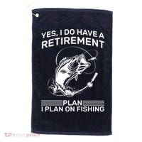 Retirement Plan Fishing Golf Towel thumb 0