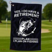 Retirement Plan Fishing Golf Towel thumb 1