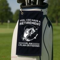 Retirement Plan Fishing Golf Towel thumb 2