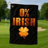 Retro 0% Irish Clover St Patrack's Day Golf Towel thumb 1