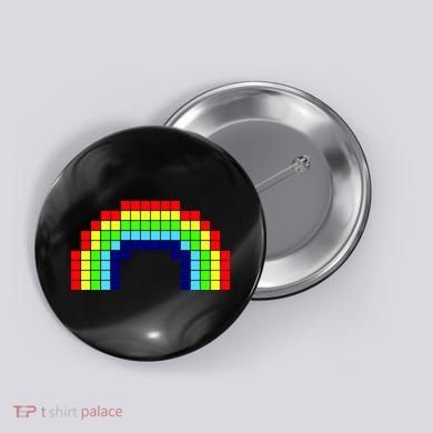 Retro 8 Bit Rainbow Button