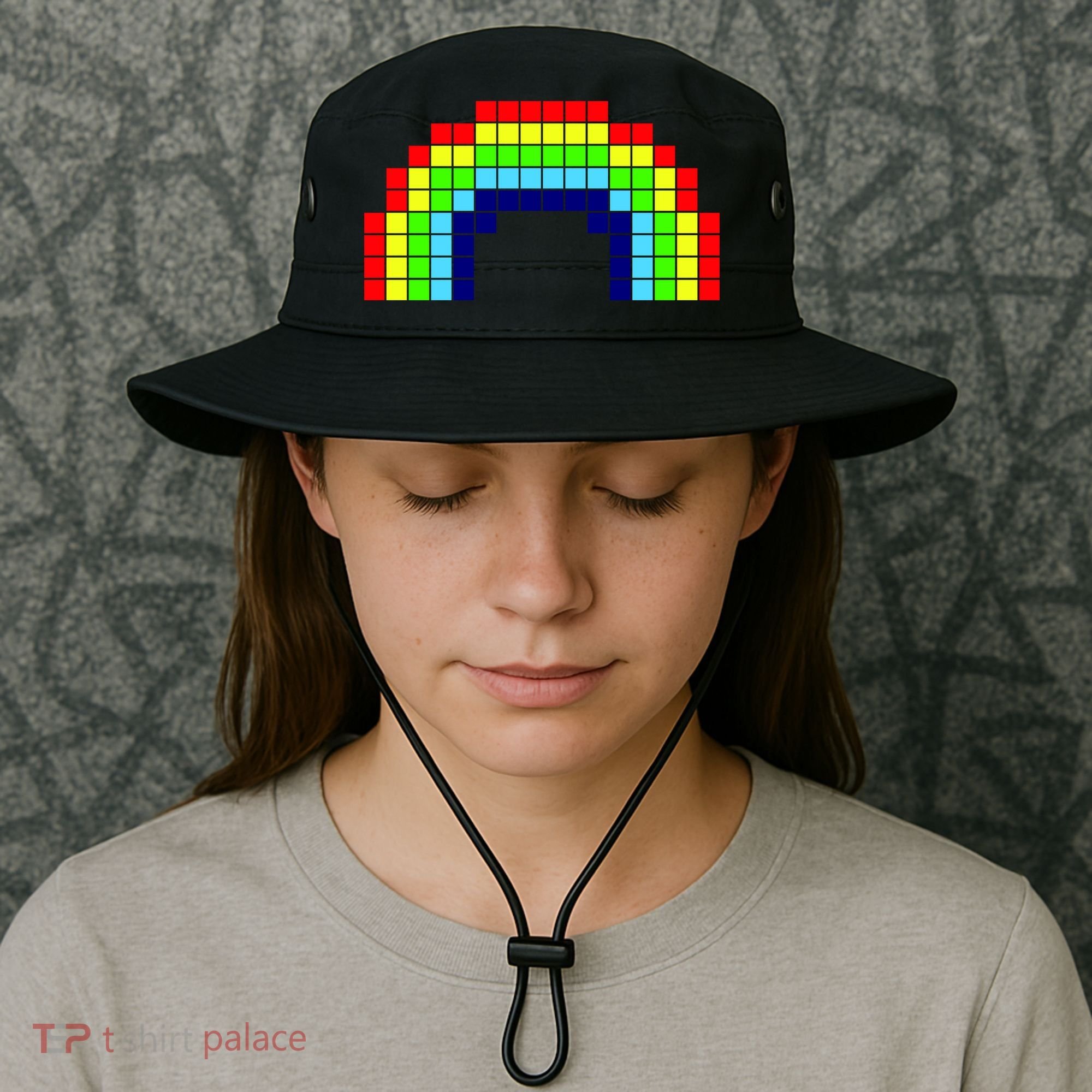 Retro 8 Bit Rainbow Bucket Hat