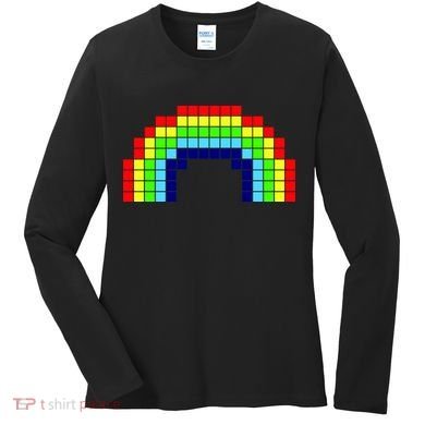 Retro 8 Bit Rainbow Women's Long Sleeve Shirt