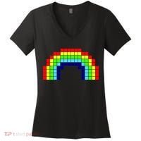 Retro 8 Bit Rainbow Women's V-Neck T-Shirt thumb 0