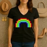 Retro 8 Bit Rainbow Women's V-Neck T-Shirt thumb 3