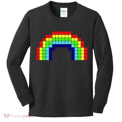 Retro 8 Bit Rainbow Kids Long Sleeve Shirt
