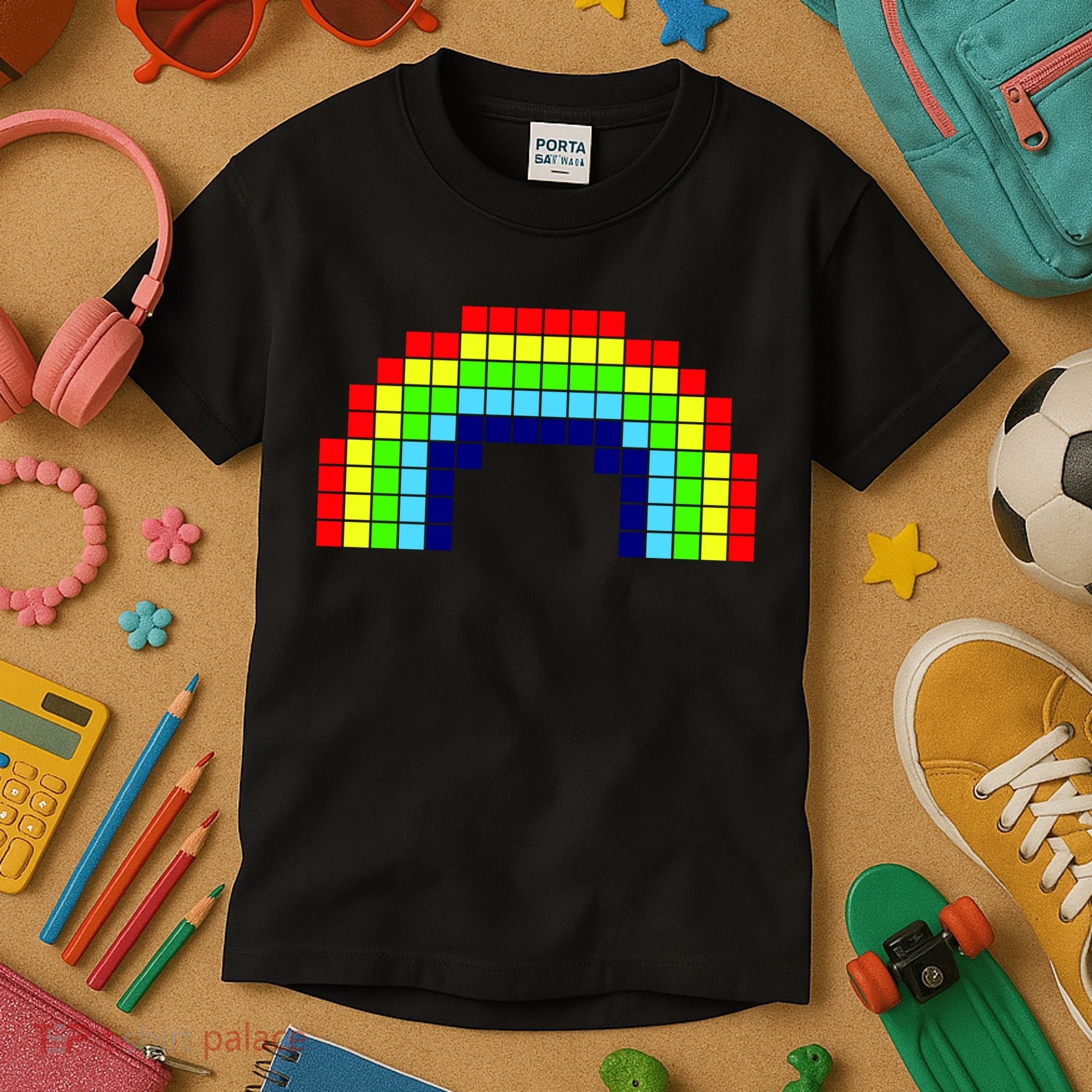 Retro 8 Bit Rainbow Kids T-Shirt