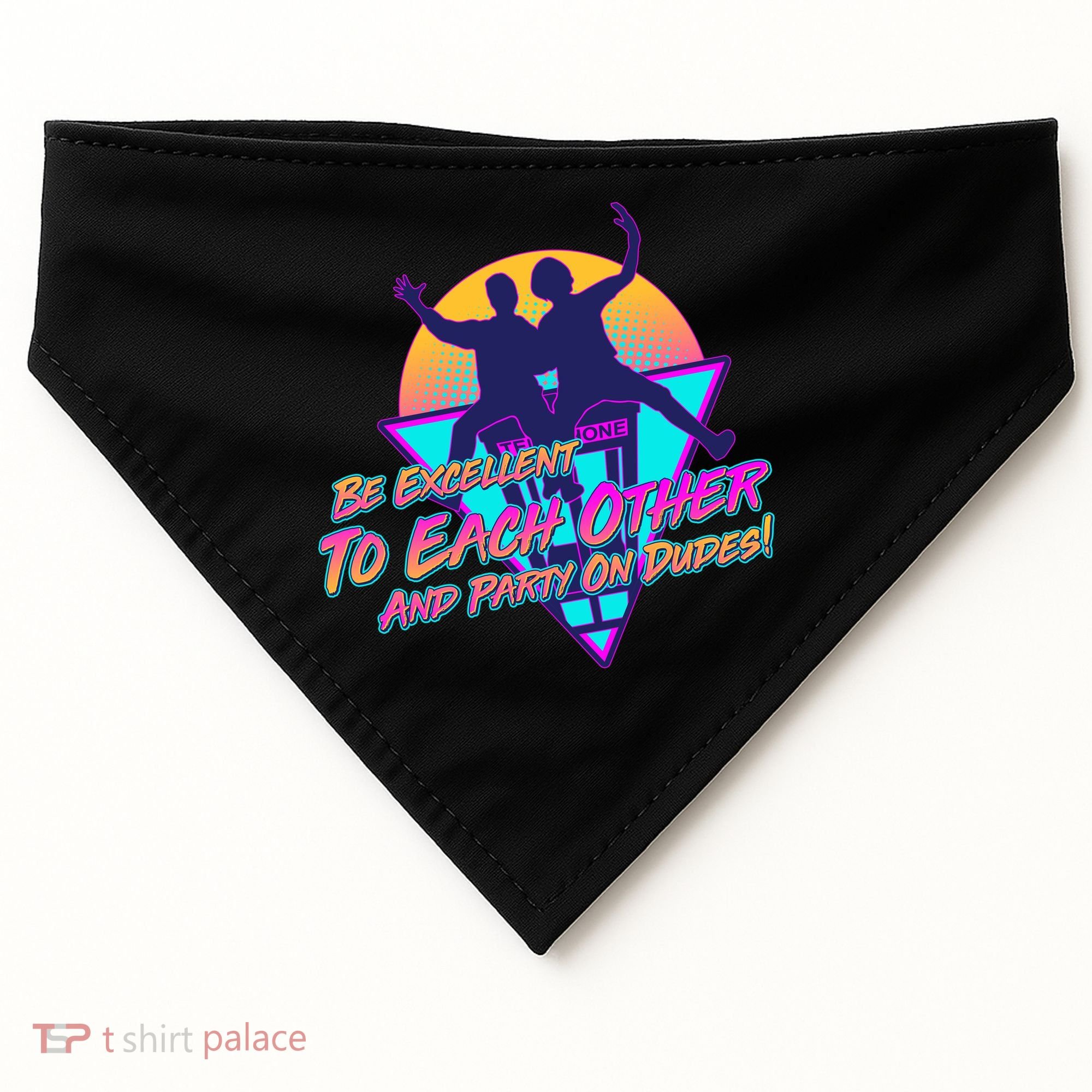 Retro 80's Bill And Ted Be Excellent to Each Other Party On Dudes! USA-Made Doggie Bandana