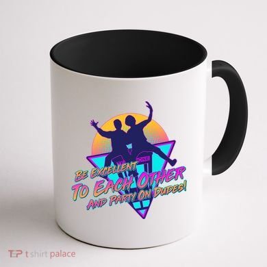 Retro 80's Bill And Ted Be Excellent to Each Other Party On Dudes! Coffee Mug back