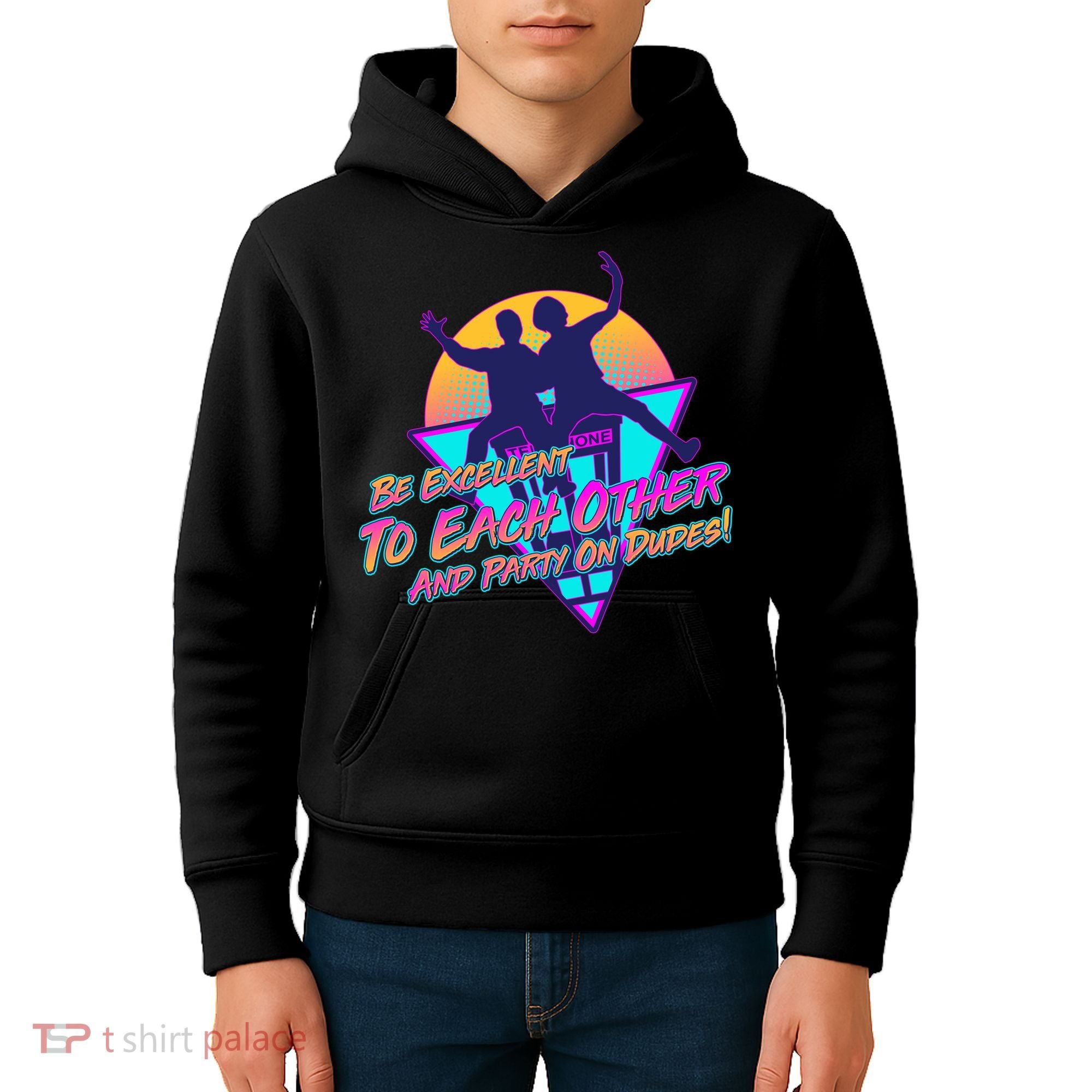 Retro 80's Bill And Ted Be Excellent to Each Other Party On Dudes! Kids Hoodie