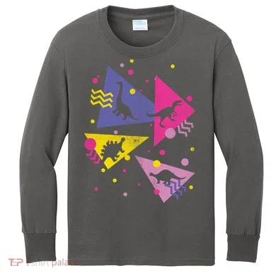 Retro 80's Dinosaurs Kids Long Sleeve Shirt