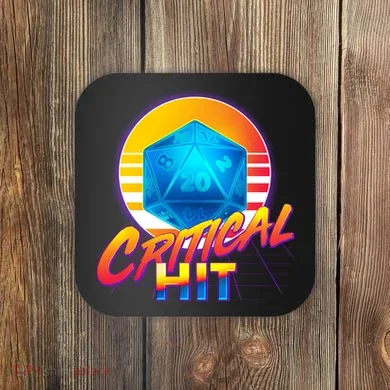Retro 80's DnD Critical Hit Coaster