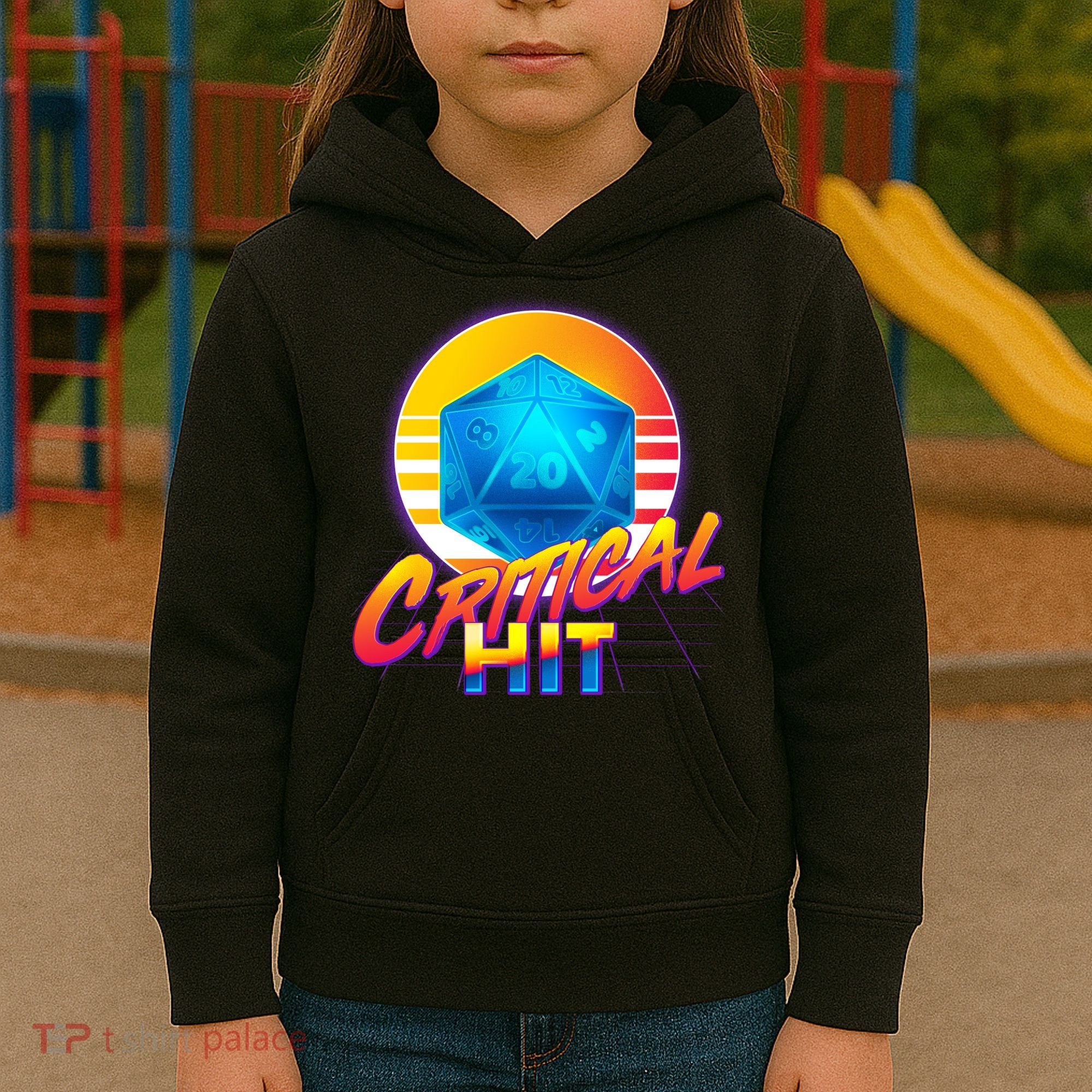Retro 80's DnD Critical Hit Kids Hoodie
