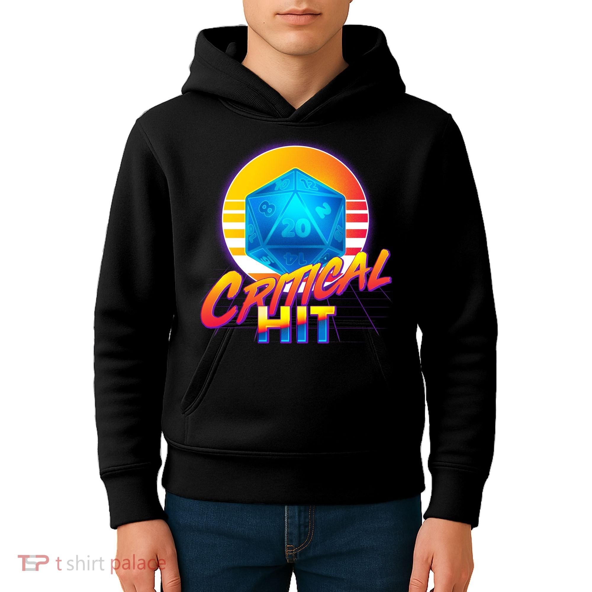 Retro 80's DnD Critical Hit Kids Hoodie