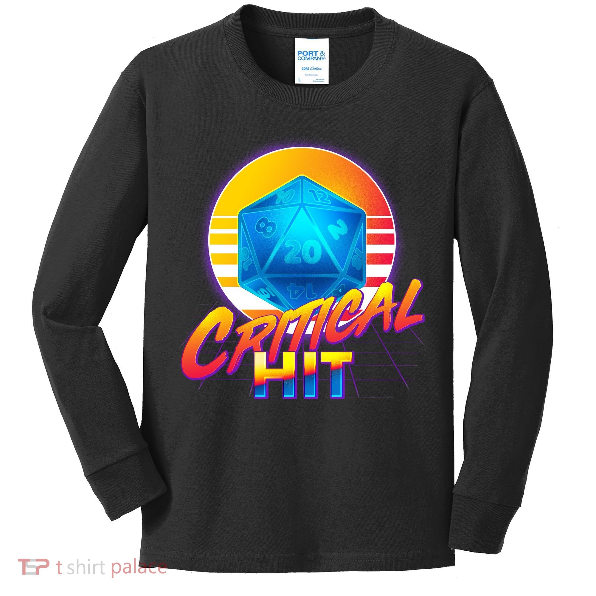 Retro 80's DnD Critical Hit Kids Long Sleeve Shirt