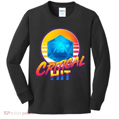 Retro 80's DnD Critical Hit Kids Long Sleeve Shirt