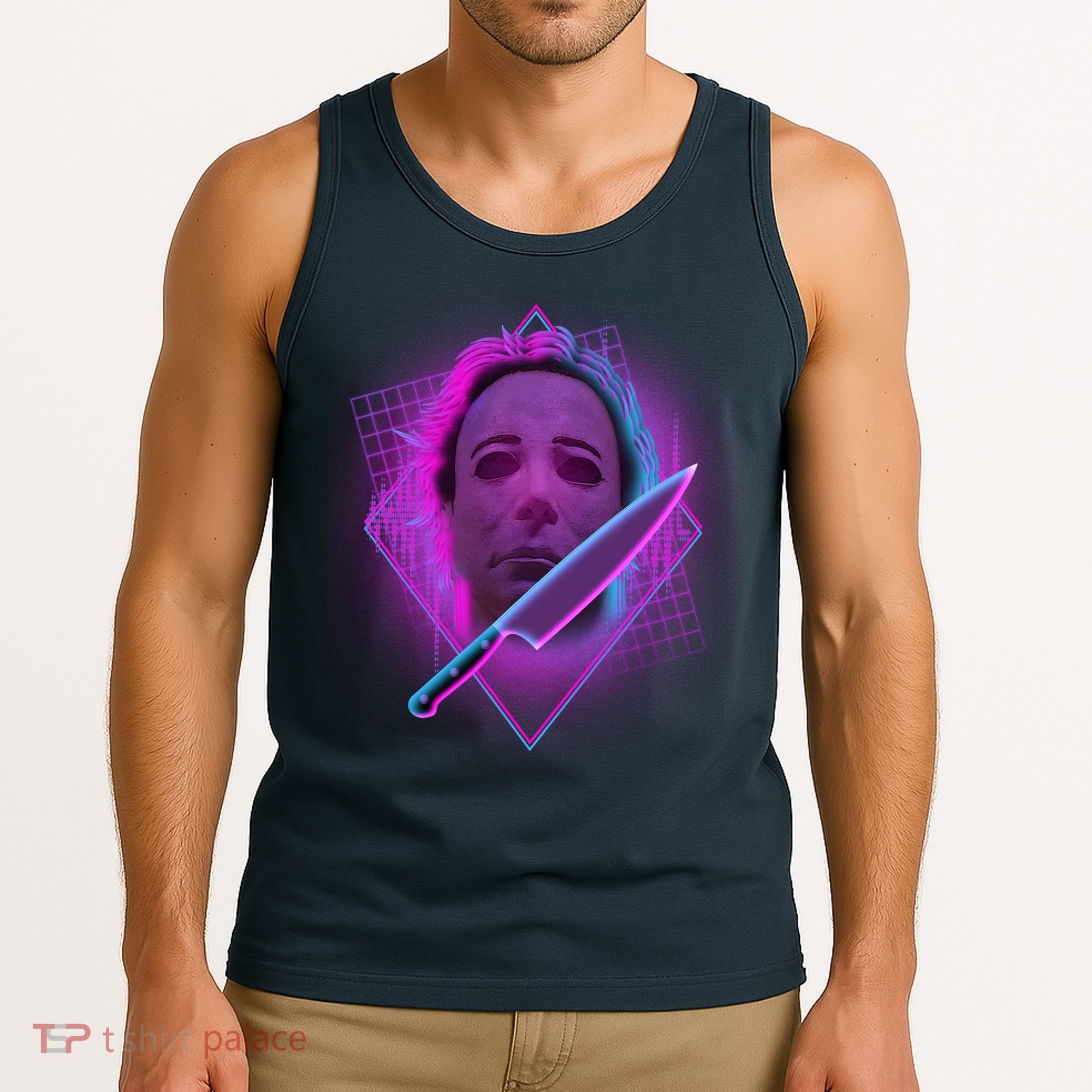Retro 80's Eighties Myers With Knife Tank Top