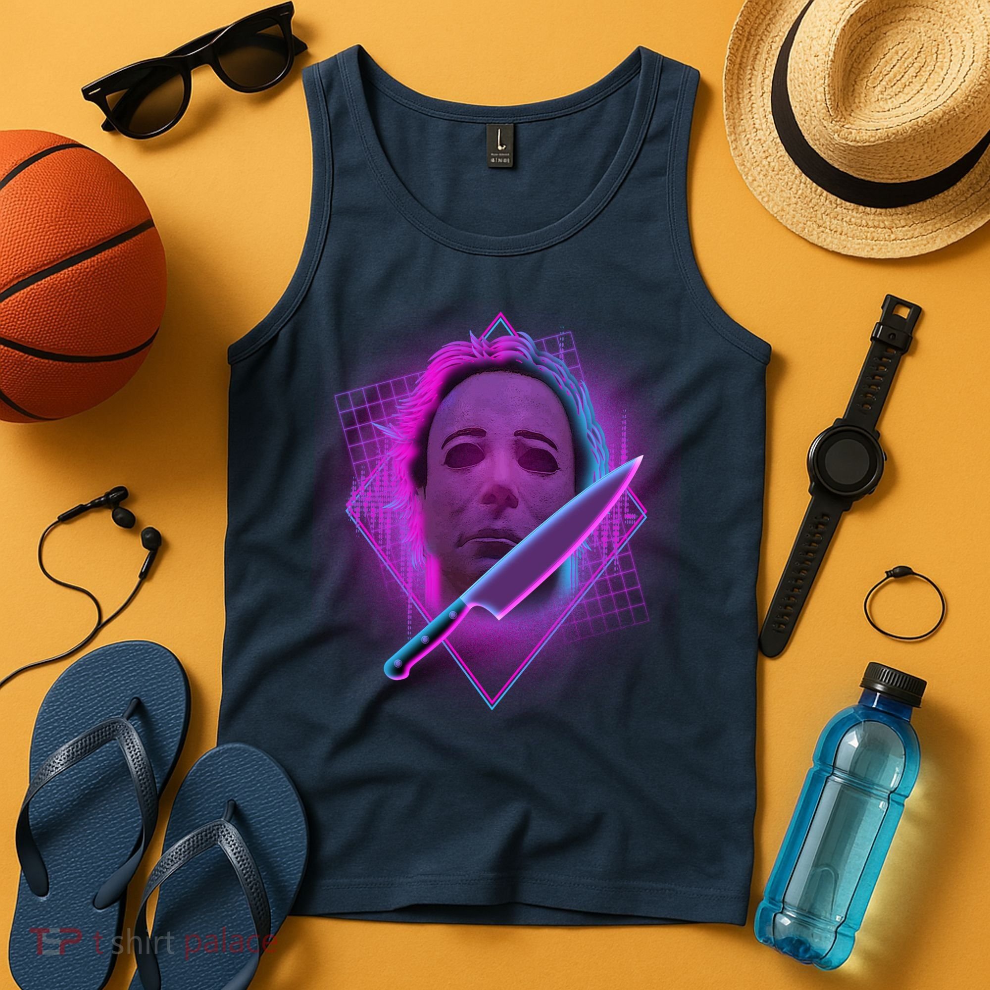 Retro 80's Eighties Myers With Knife Tank Top