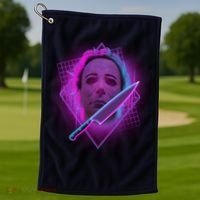 Retro 80's Eighties Myers With Knife Golf Towel thumb 1