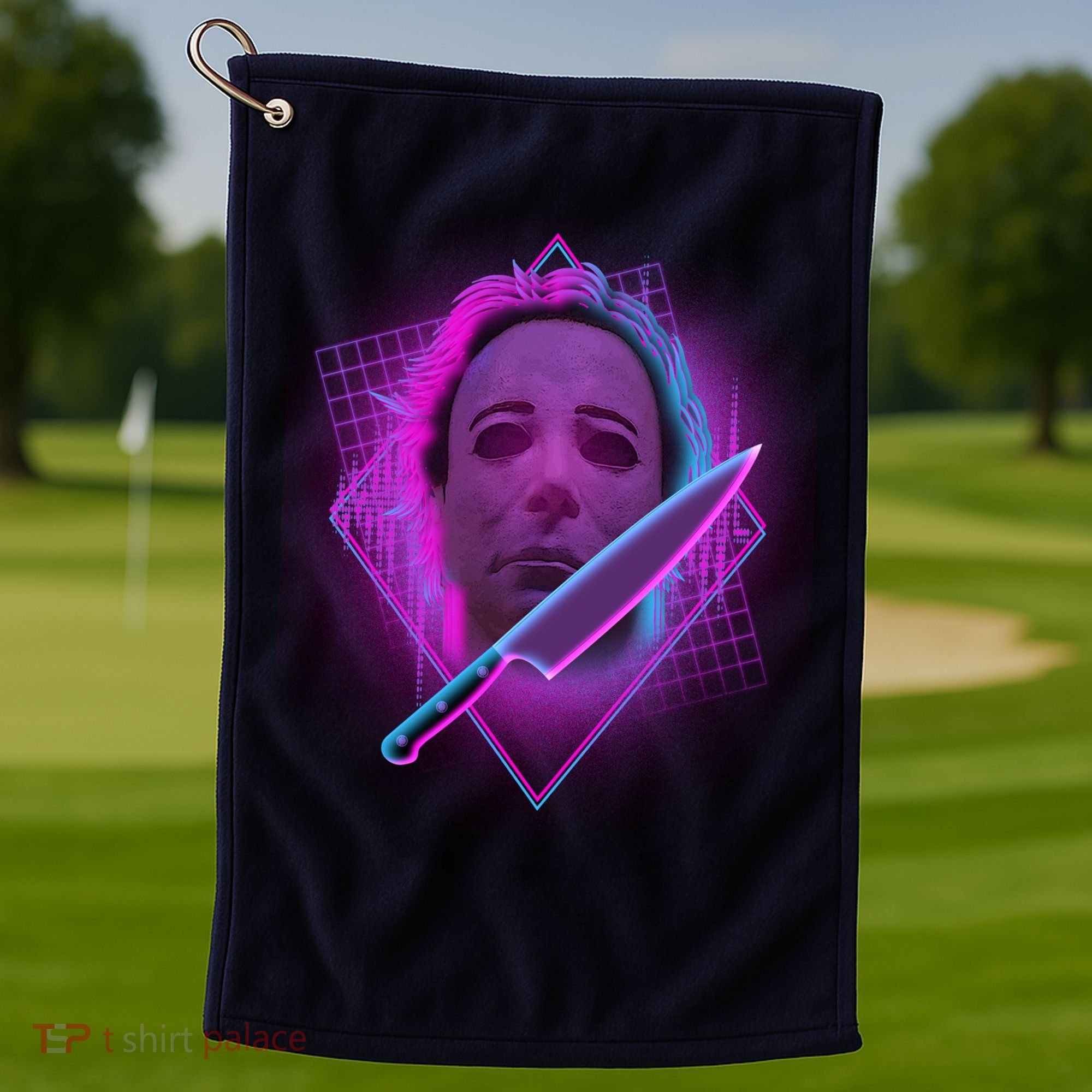 Retro 80's Eighties Myers With Knife Golf Towel