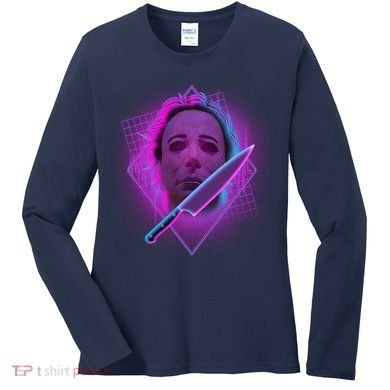 Retro 80's Eighties Myers With Knife Women's Long Sleeve Shirt