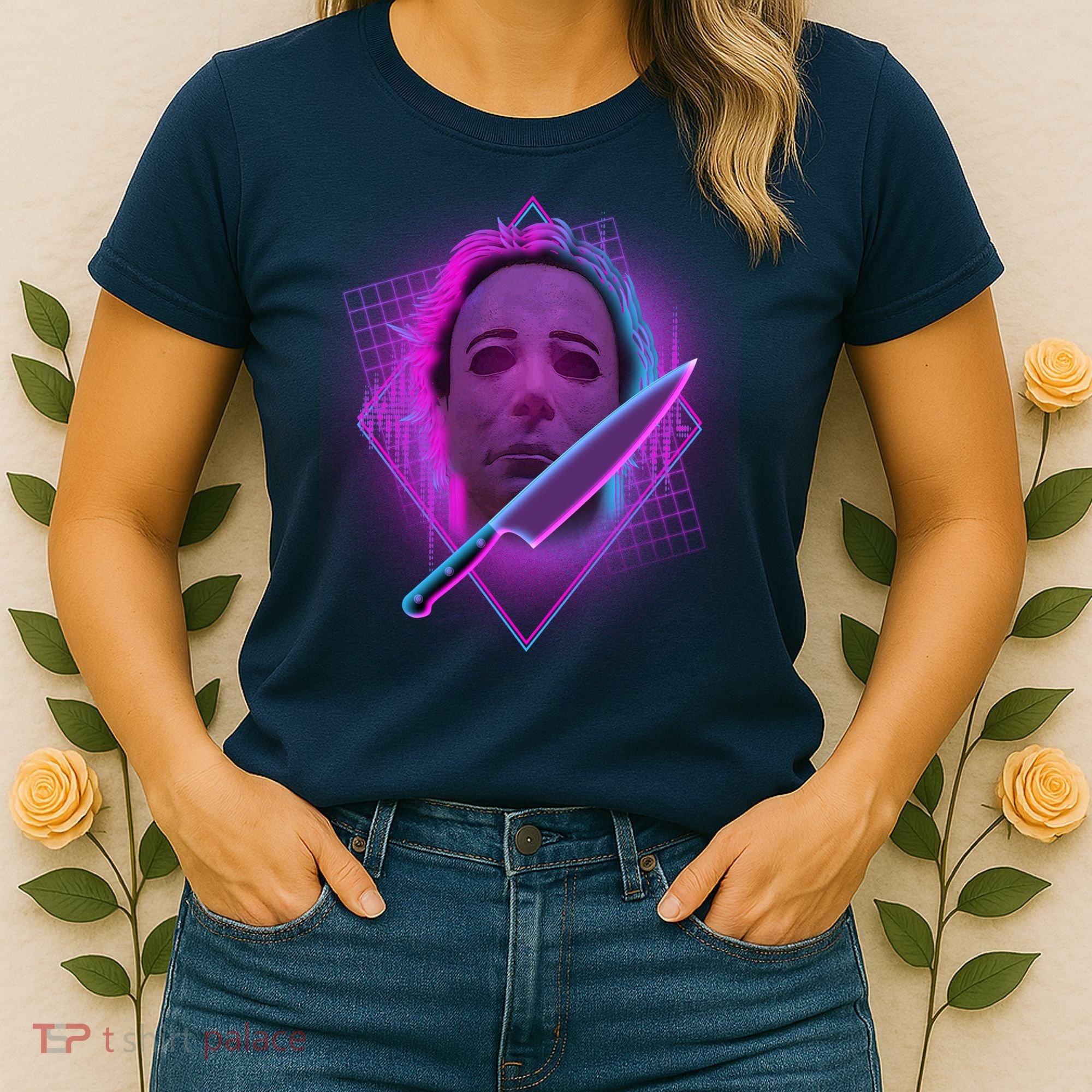 Retro 80's Eighties Myers With Knife Women's T-Shirt