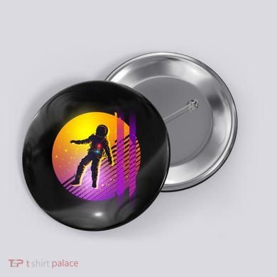 Retro 80's Glitch Astronaut Button