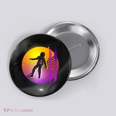 Retro 80's Glitch Astronaut Button
