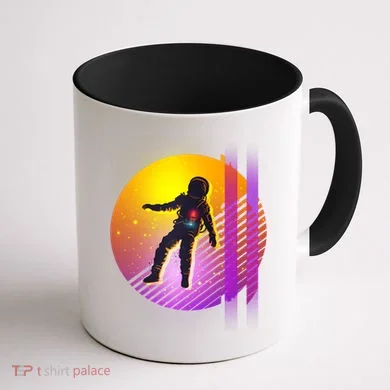 Retro 80's Glitch Astronaut Coffee Mug back