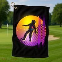 Retro 80's Glitch Astronaut Golf Towel thumb 1