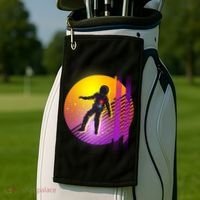 Retro 80's Glitch Astronaut Golf Towel thumb 2