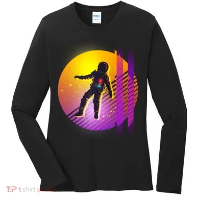 Retro 80's Glitch Astronaut Women's Long Sleeve Shirt