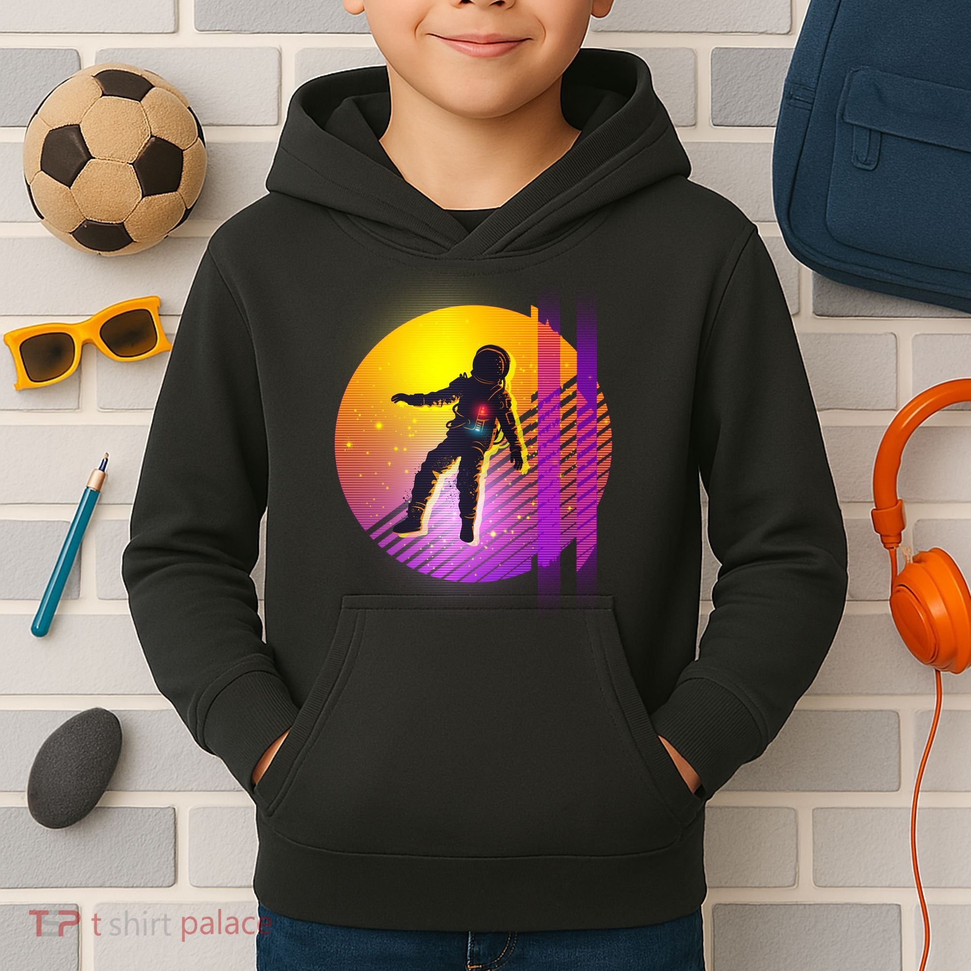 Retro 80's Glitch Astronaut Kids Hoodie